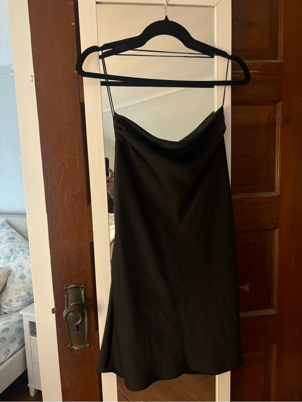 Aritzia Wilfred Black Cowl Neck Mini Slip Dress